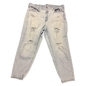 Levi Strauss & Co High Waisted Mom Jeans Light Wash Ripped Distressed Size 18W